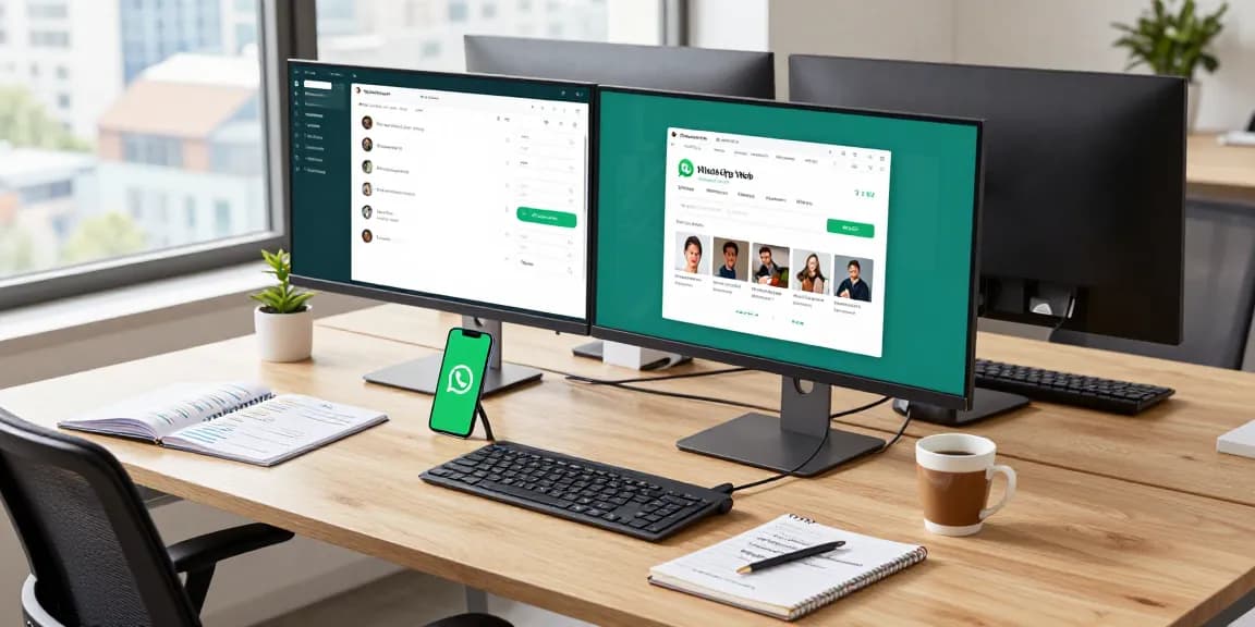 Using WhatsApp網頁版 on a desktop with active chats, enhancing productivity in a modern workspace.